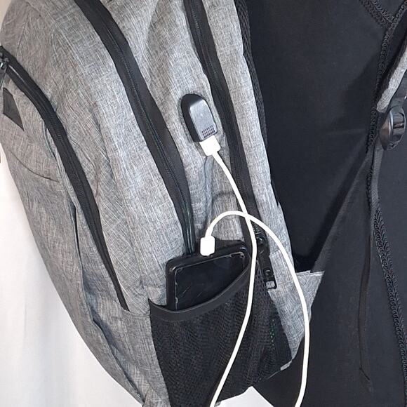 MATEIN Grey Laptop Backpack 15.6” USB Charging Port Water-Resistant Travel - Picture 4 of 16